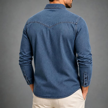 Relaxed Washed Cotton Button Up Shirt