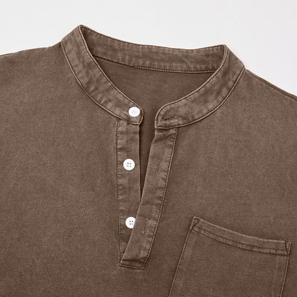 Vintage Washed Cotton Henley T-Shirt