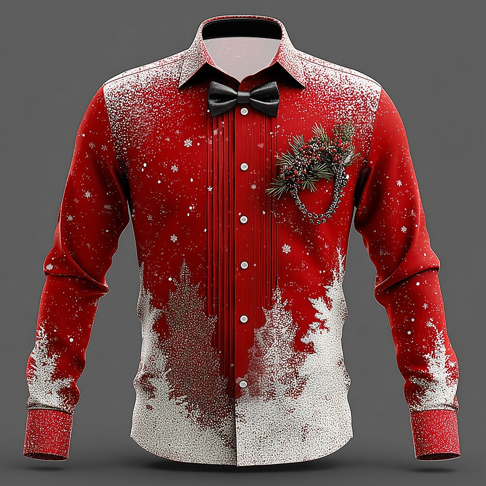 Men's Christmas Faux Collar Tuxedo Shirt