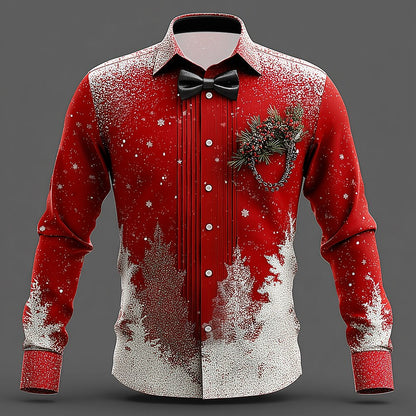 Men's Christmas Faux Collar Tuxedo Shirt
