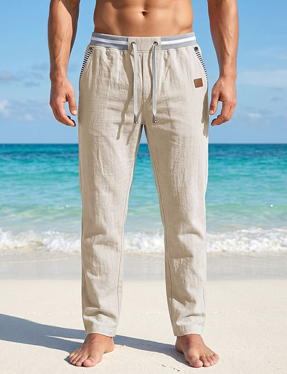 Lightweight Linen Pants With Elastic Waist