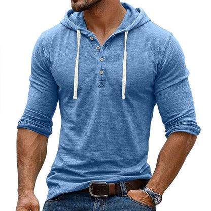 Breathable 100% Cotton Hooded Henley