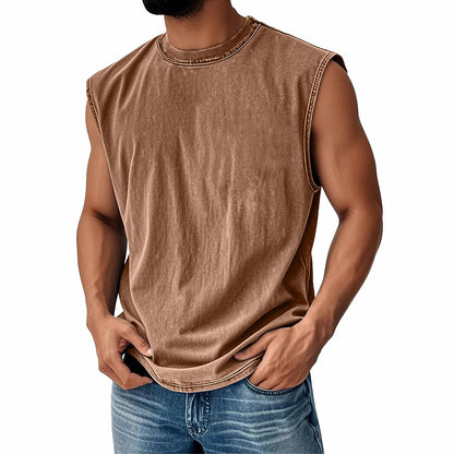 Men‘s Cotton Tank Top -Classic Crew Neck Summer Tee