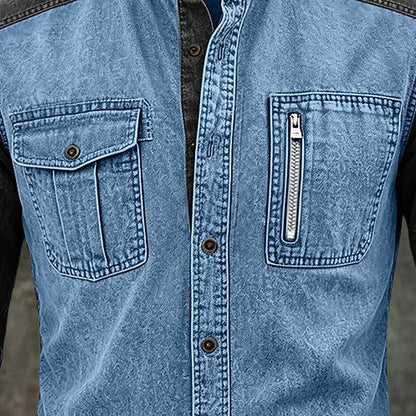 Vintage Mandarin Collar Pocket Shirt