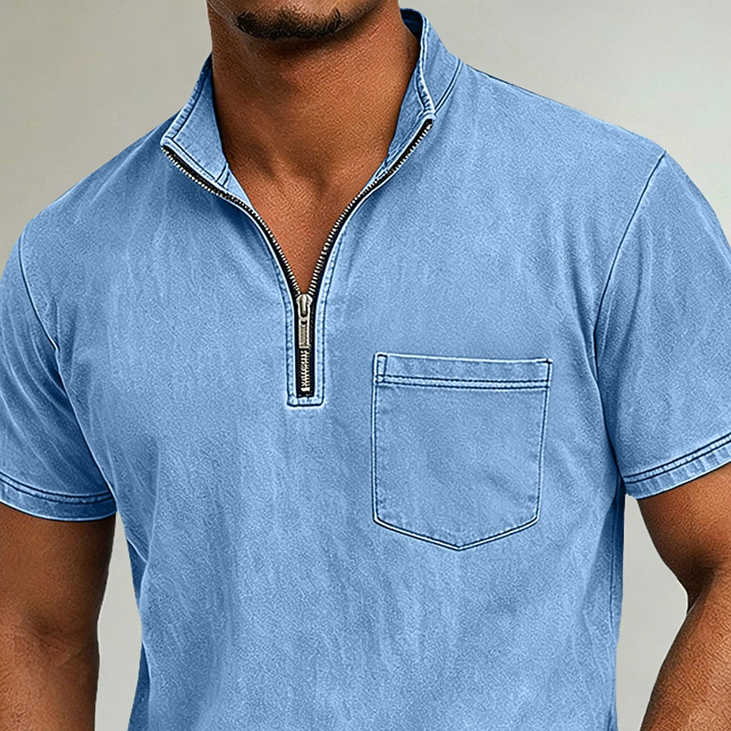Men's Henley T-Shirt-100% Cotton, Solid Vintage