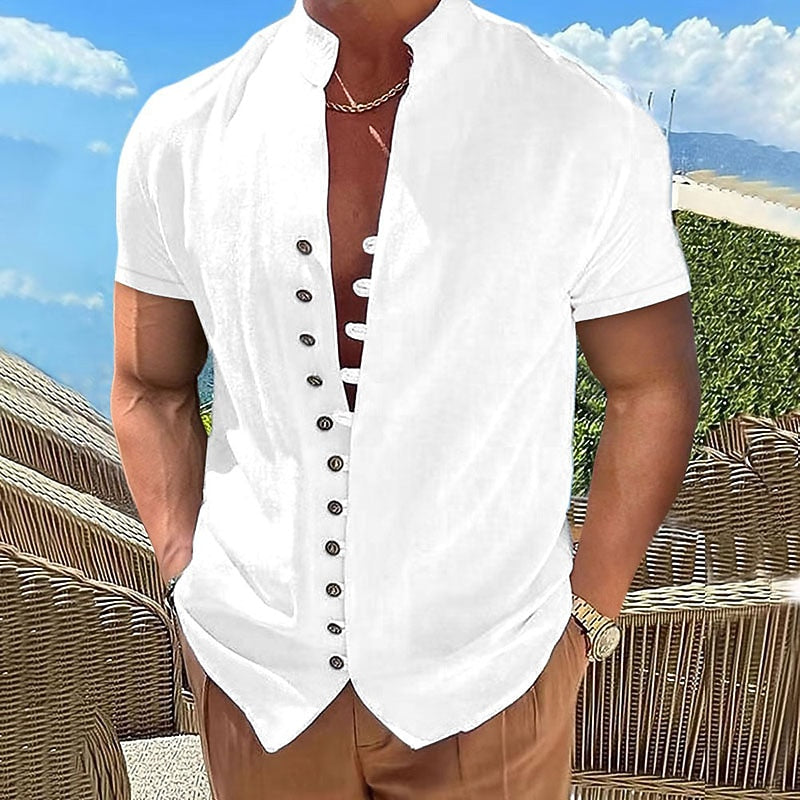 Men's Casual Linen Shirt - Short Sleeve Summer Essential