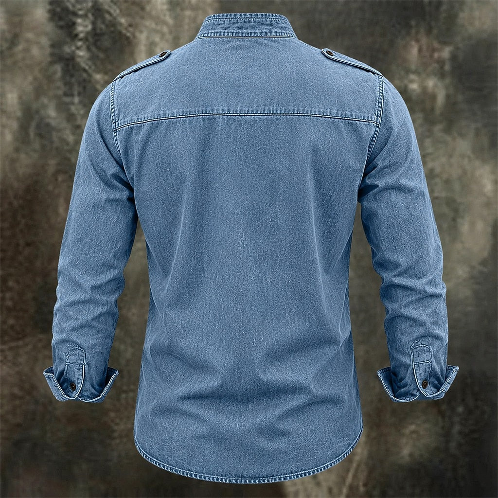 Broken-In Comfort Washed Cotton Denim Shirt
