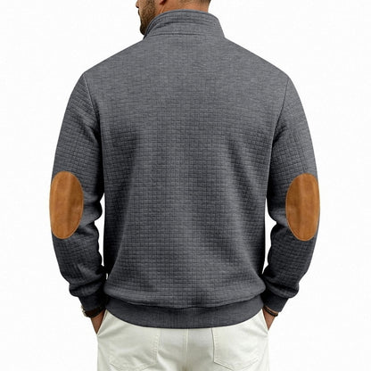 Textured Waffle Quarter Zip Pocket Sweatshirt