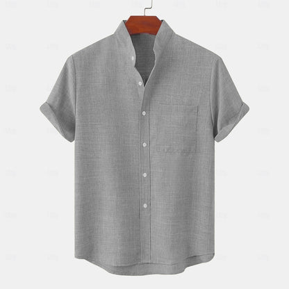 Cotton Linen Shirt-Button Up with Pocket
