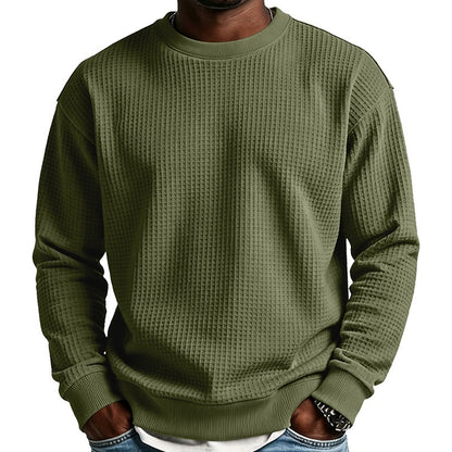 Classic Waffle Knit Crew Neck Sweatshirt