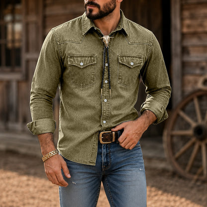 Vintage Washed Cotton Denim Shirt