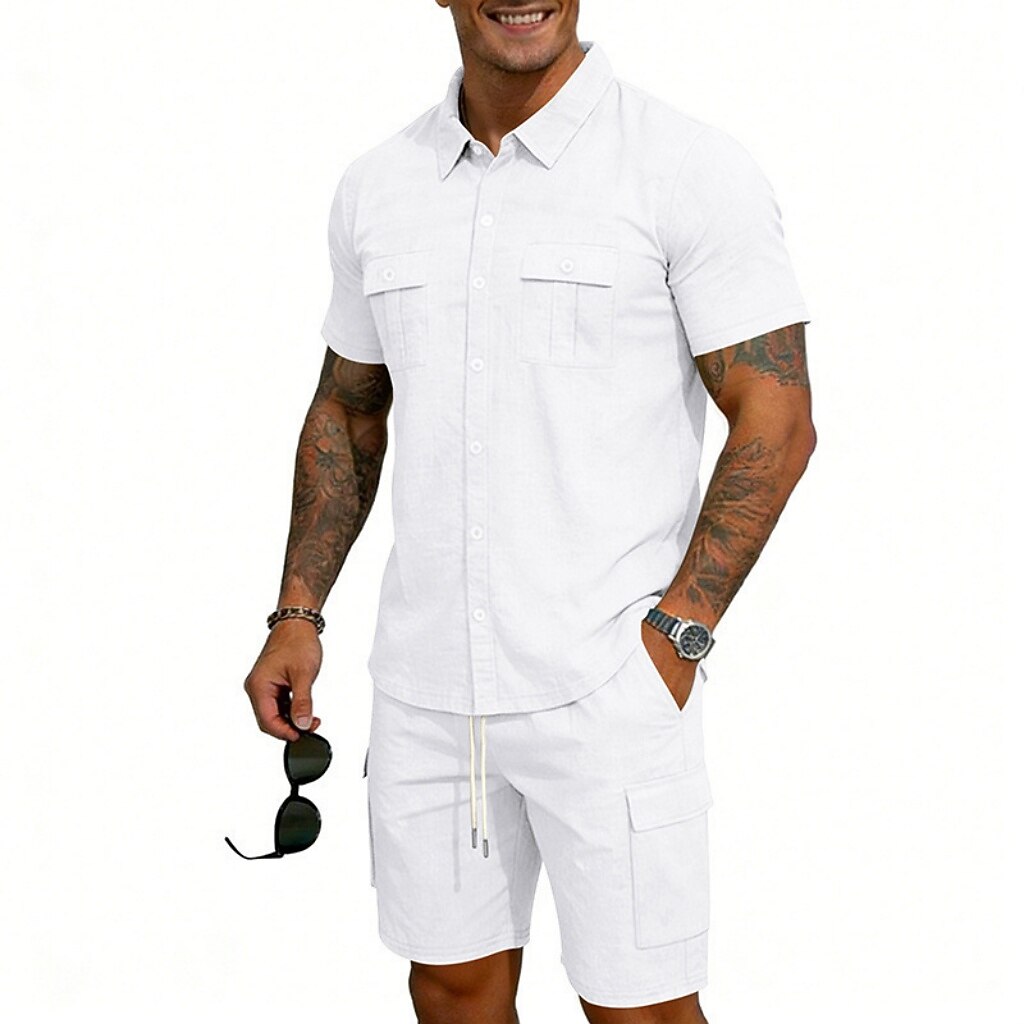 Cotton Linen Shirt & Shorts Set