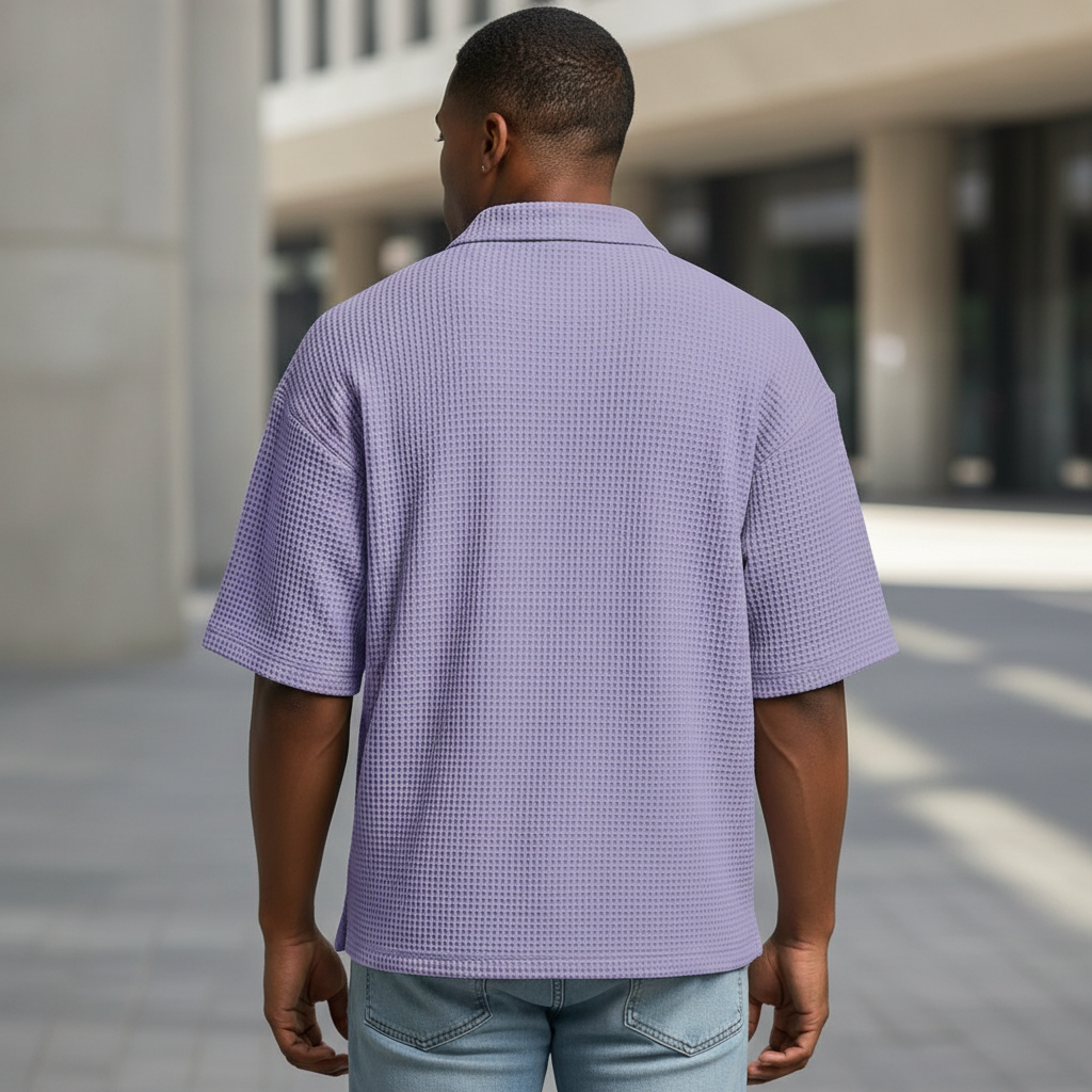 Men's Waffle Knit Polo Shirt