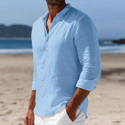 Men's Casual Linen Shirt - Long Sleeve