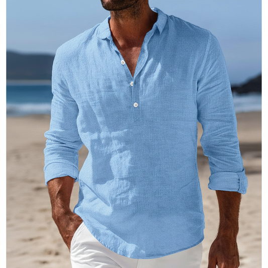 Men's Casual Linen Shirt - Long Sleeve