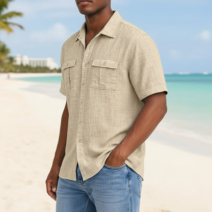 Men's Pocketed Linen Shirt