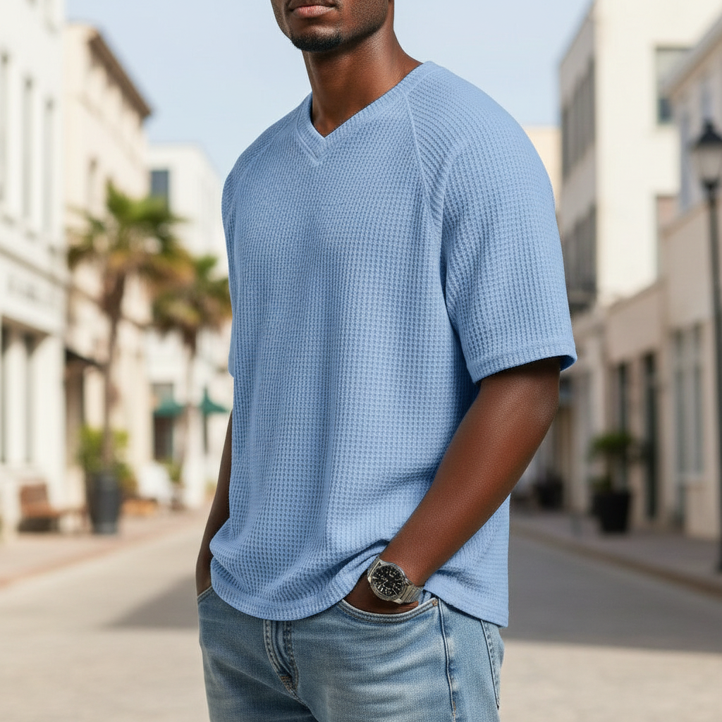 Men's V-Neck Waffle T-Shirt