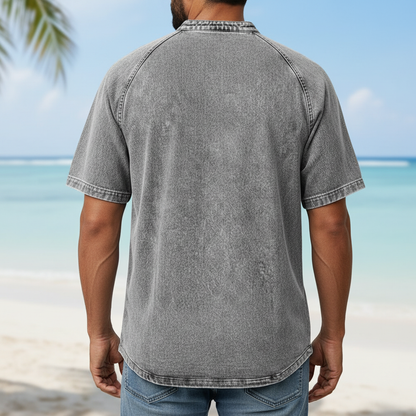 100% Cotton Vintage Washed Henley T-Shirt