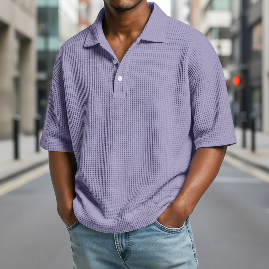 Men's Waffle Knit Polo Shirt