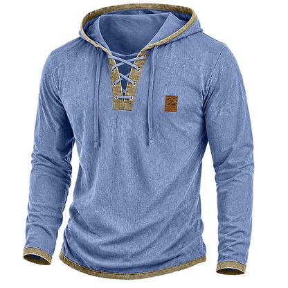 Vintage Colorblock 100% Cotton Hooded Pullover
