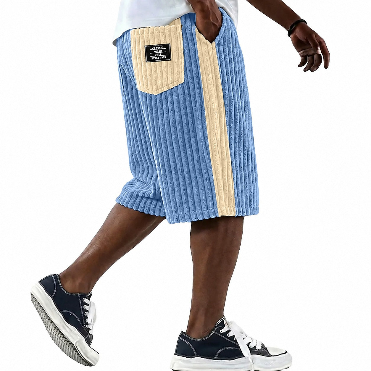 Textured Corduroy Shorts Pocket