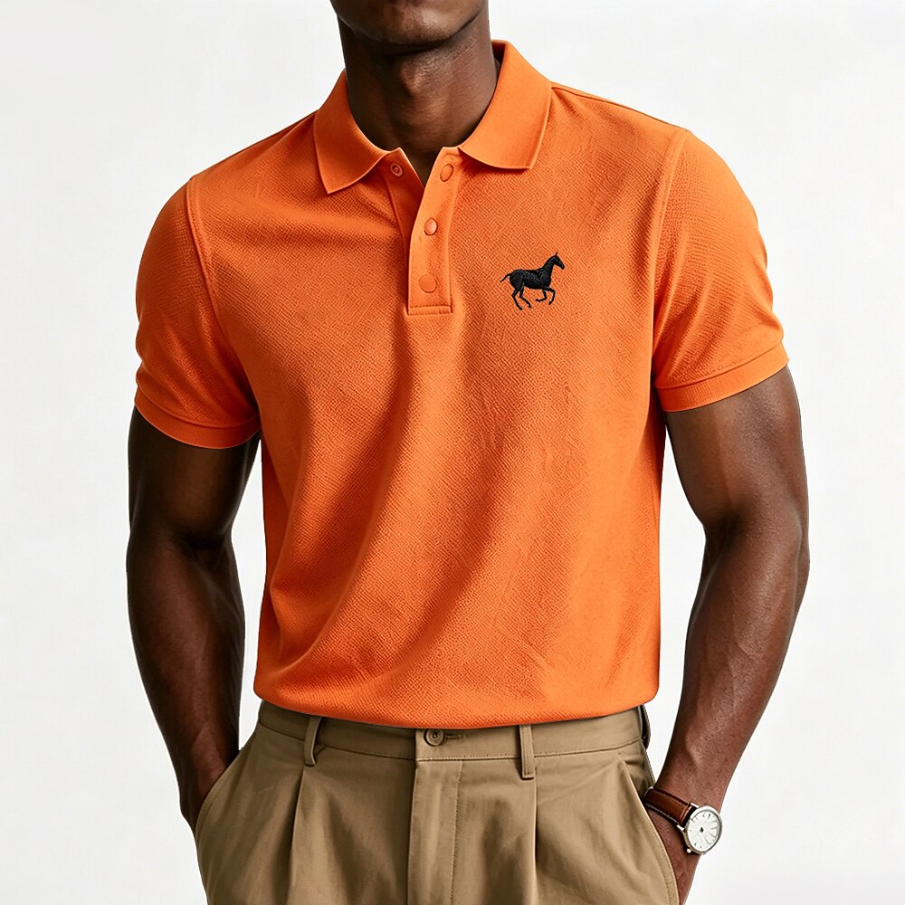 100% Cotton Embroidered Pique Knit Polo Shirt