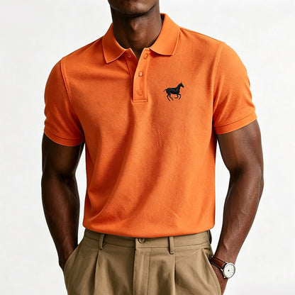 100% Cotton Embroidered Pique Knit Polo Shirt