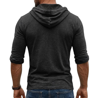 Breathable 100% Cotton Hooded Henley