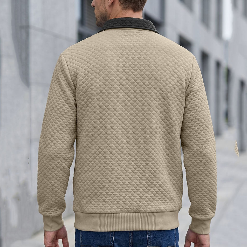 Colorblock Waffle Quarter-Zip Sweatshirt