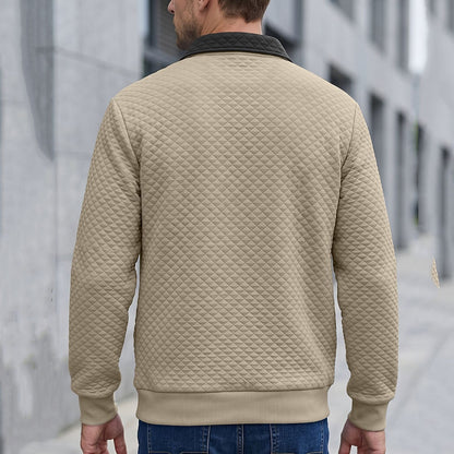 Colorblock Waffle Quarter-Zip Sweatshirt