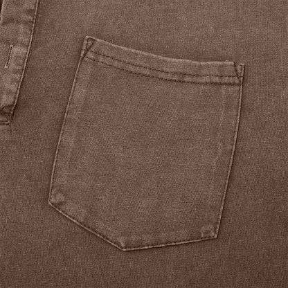 Vintage Washed Cotton Henley T-Shirt