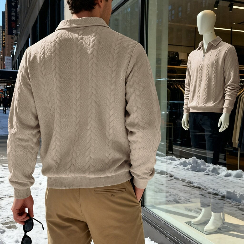 Men's Jacquard Soft Zipped Polo