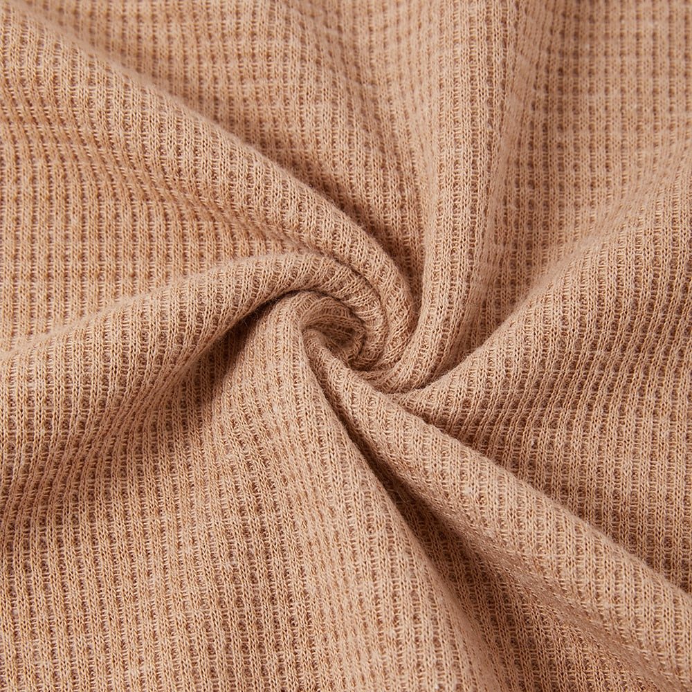 Textured Waffle Polo-Soft Summer Lapel Collar Shirt
