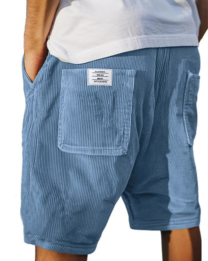 Men's Elastic Waist Corduroy Shorts-Summer Comfort Casual Shorts