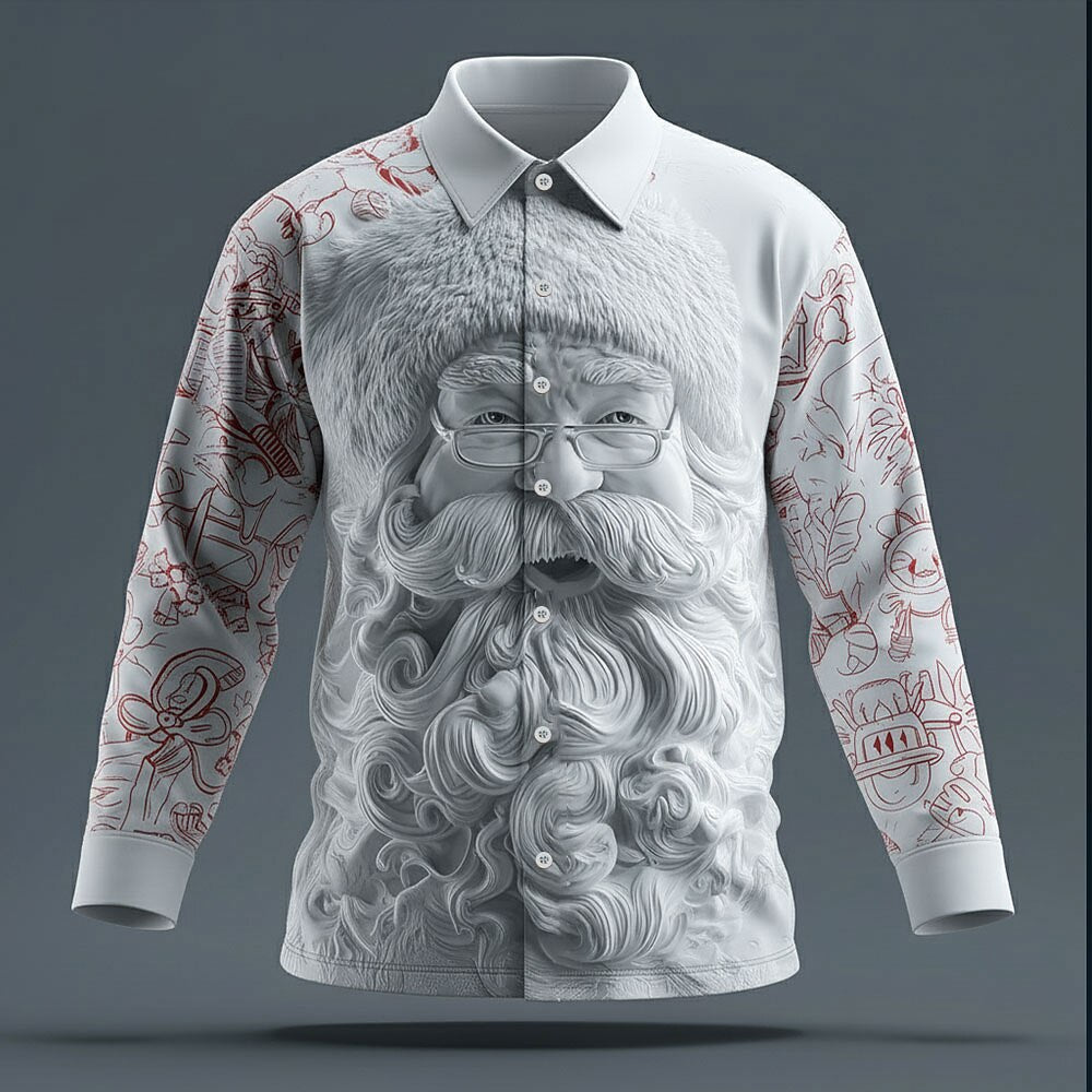 Men's Christmas Roaring Santa Print Shirt