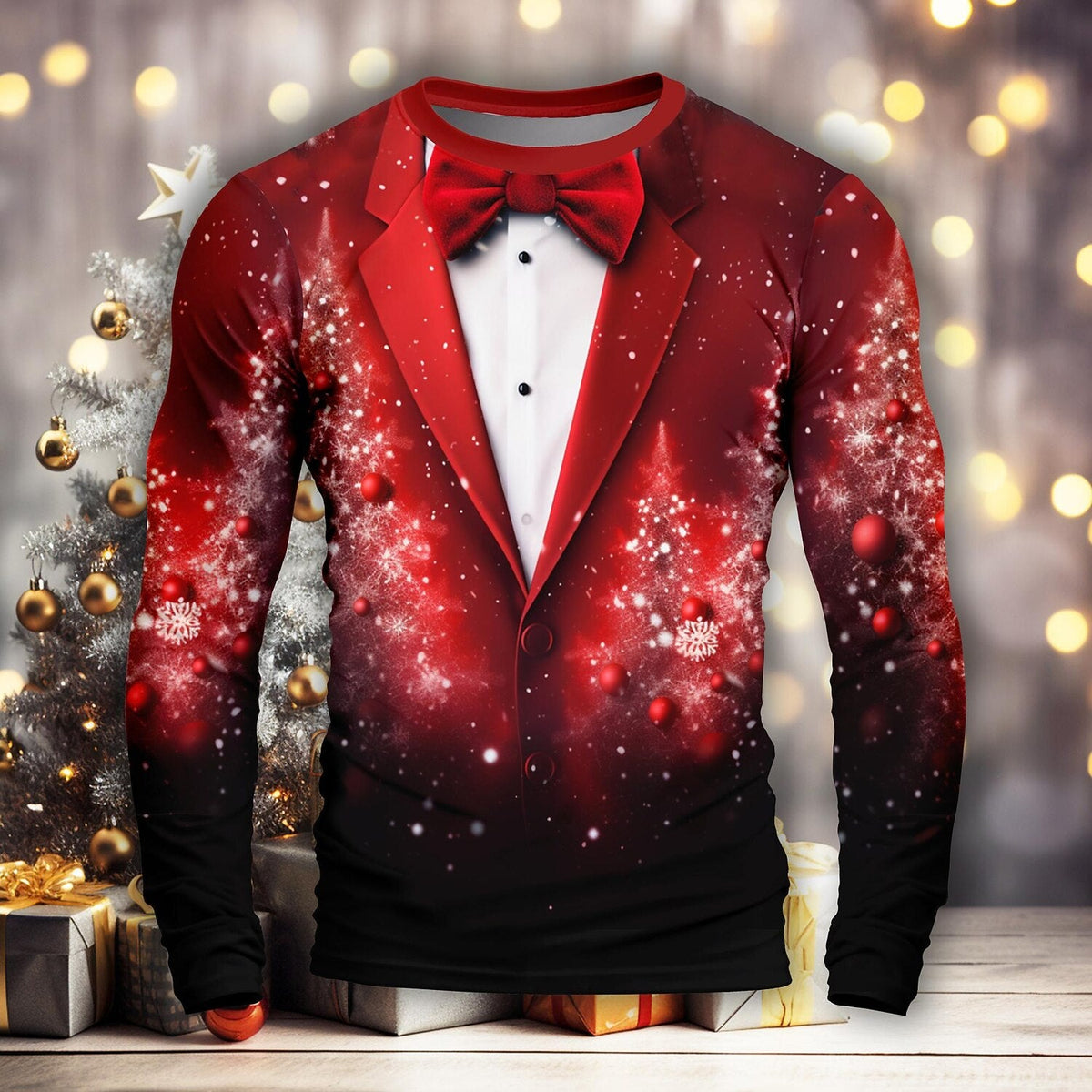 Men's Snowflake Christmas Long Sleeve Shirt