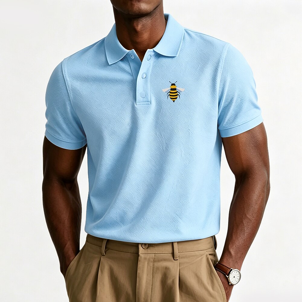 100% Cotton Bee Embroidered Pique Knit Polo