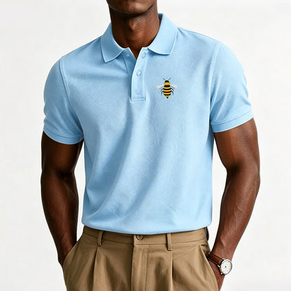 100% Cotton Bee Embroidered Pique Knit Polo