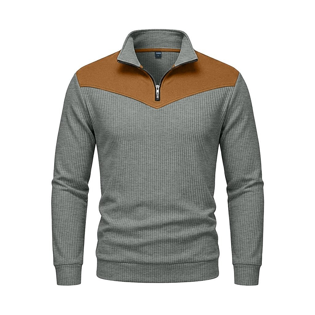 Colorblock Corduroy Quarter Zip Sweatshirt