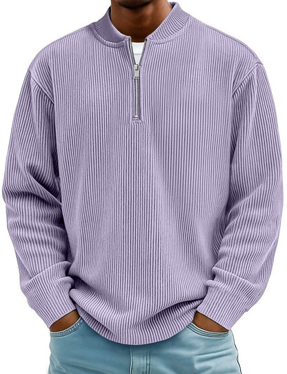 Breathable Zipped  Corduroy Henley Shirt