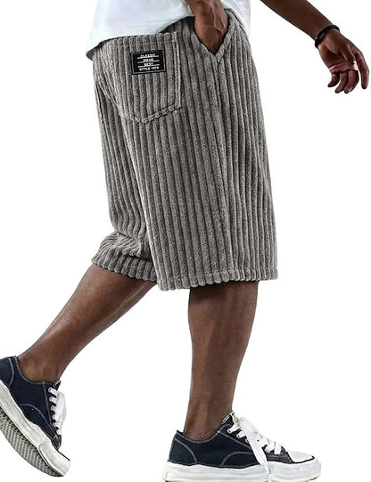 Casual Corduroy Shorts-Comfortable Elastic Waist Summer Wear