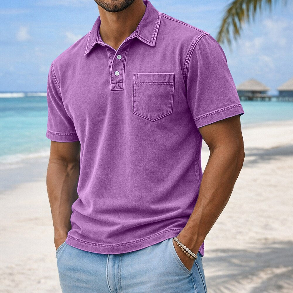Washed 100% Cotton Vintage Polo Shirt