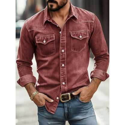 Vintage Washed Cotton Denim Work Shirt