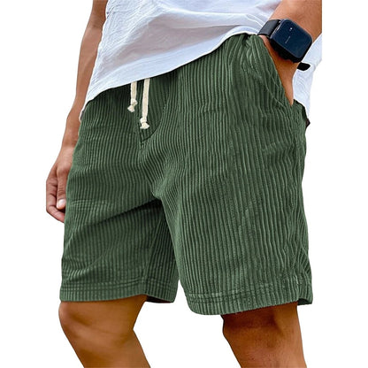 Men's Corduroy Shorts-Casual Pocket Shorts, Knee Length