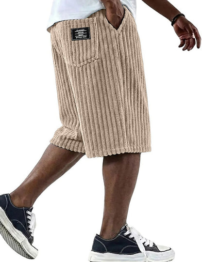 Casual Corduroy Shorts-Comfortable Elastic Waist Summer Wear