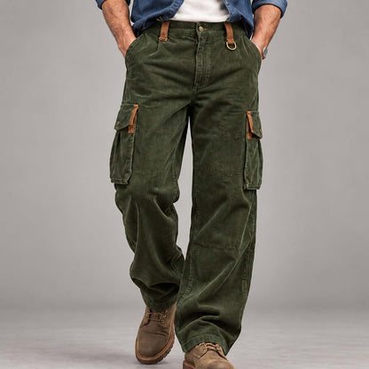 Textured Corduroy Cargo Pants With Pockets