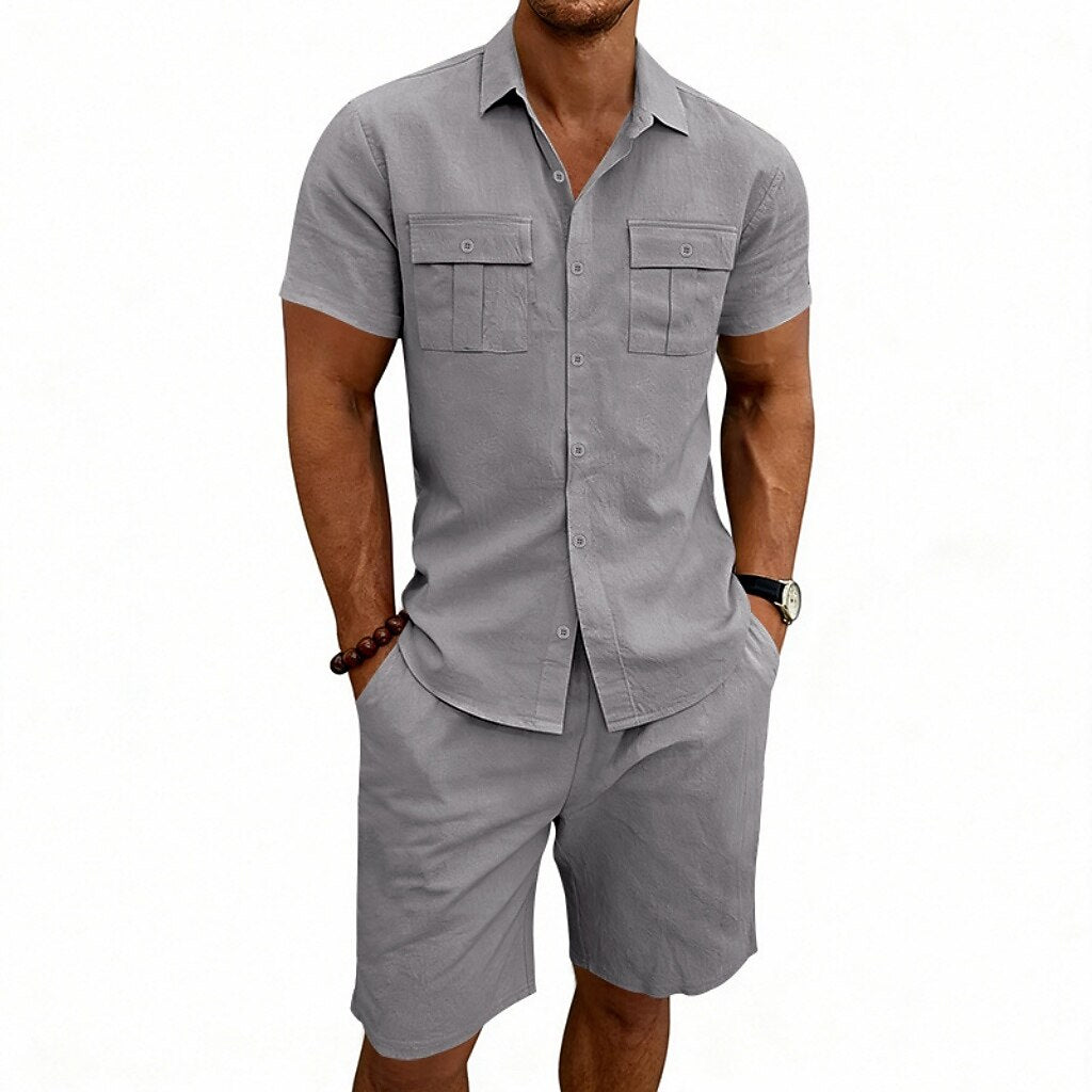 Men's Linen Shirt & Shorts Set