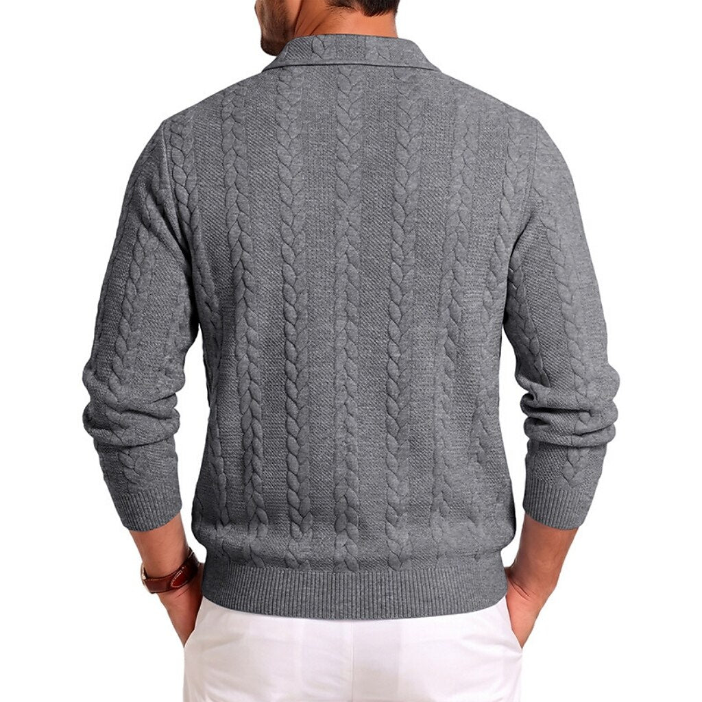 Soft Textured Jacquard Quarter Zip Polo