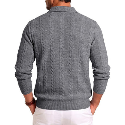 Soft Textured Jacquard Quarter Zip Polo
