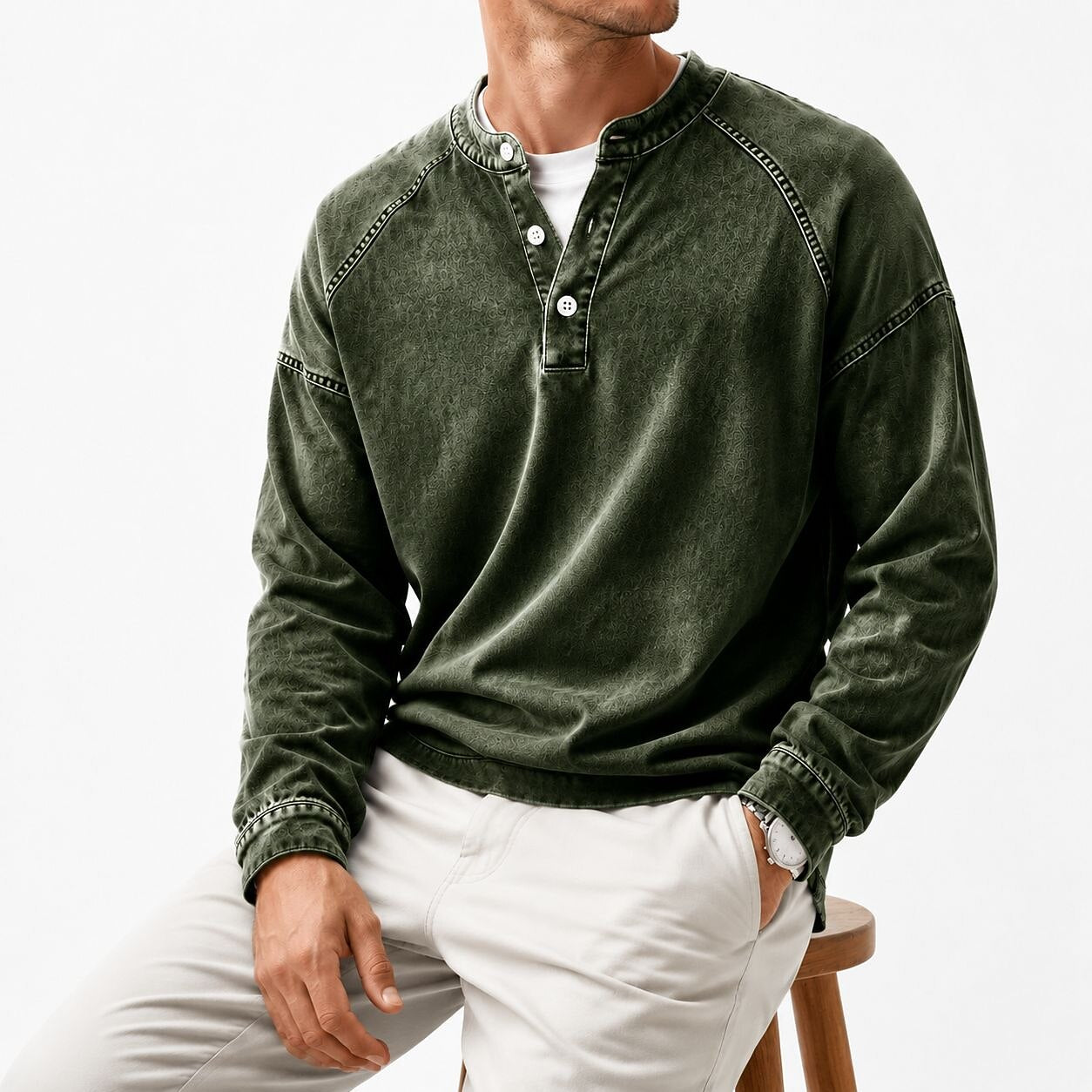 Vintage 100% Cotton Henley Shirt